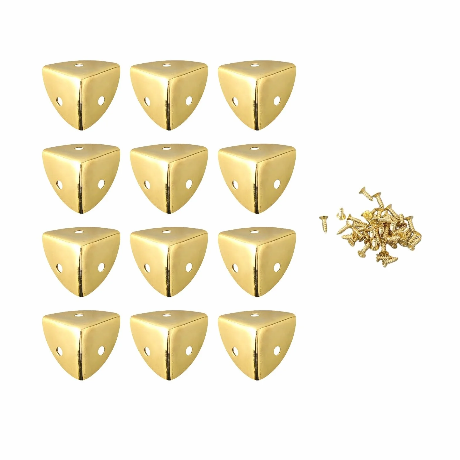 Set di 12 angoli in ferro vintage, accessori protettivi per scatole di legno (oro)