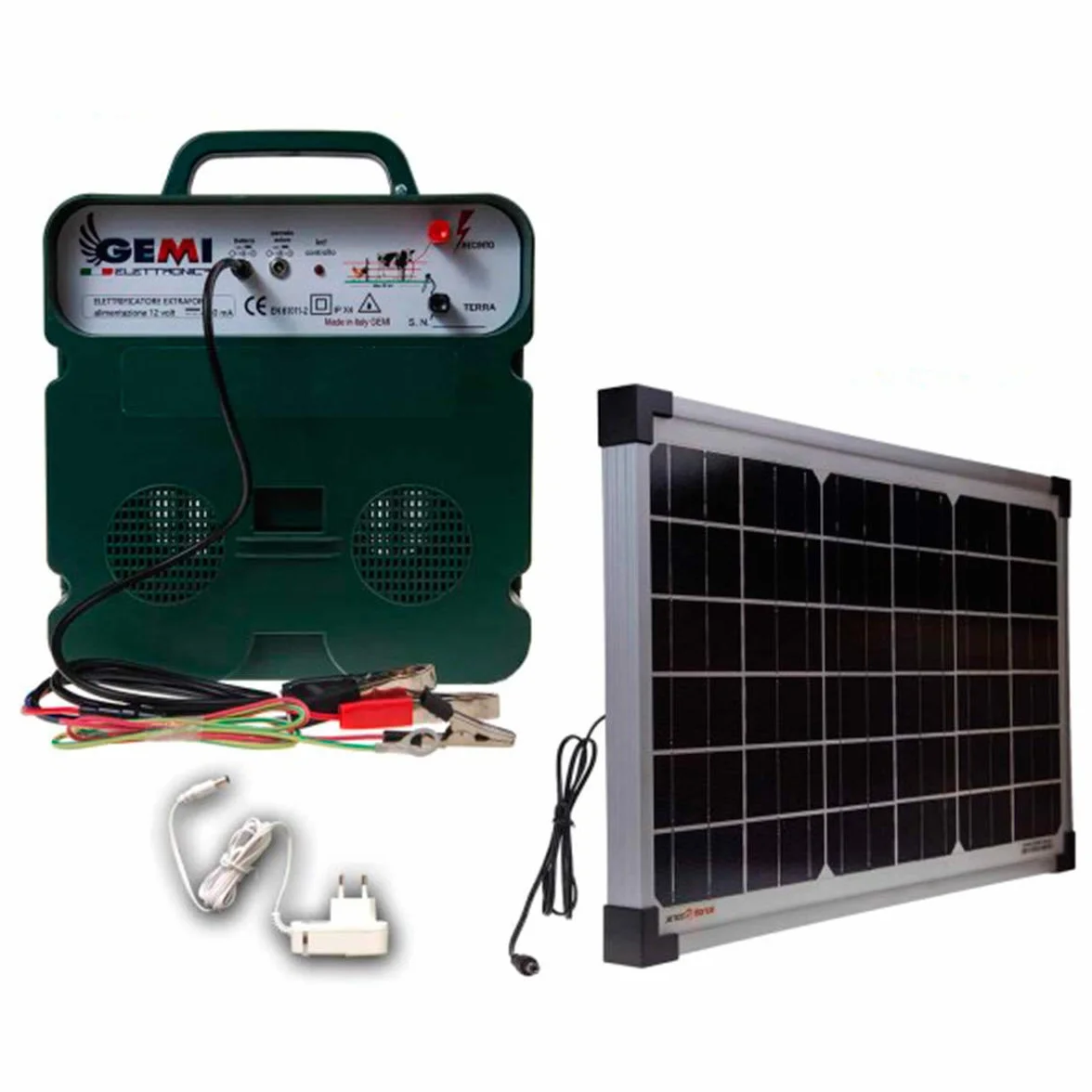 Elettrificatore B/12 con Pannello Solare per Uso professionale 12 V / 220V per Recinto Elettrico 6J 10000 V Recinzione Elettrica Recinzione Elettrificata per Cinghiali Mucche Maiali Galline
