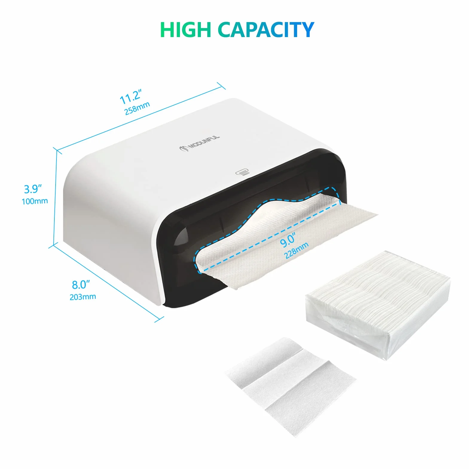 Dispenser Carta Asciugamani a Parete Commerciale, Salviette Bagno, Installazione Senza Fori, Bianco Spazzolato