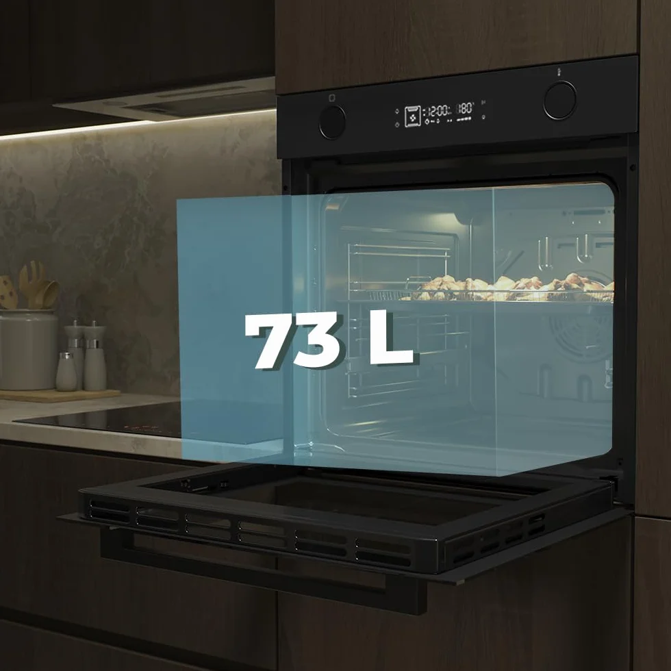 Cecotec Forno Multifunzione da Incasso - Air Fryer Bolero Hexa Af326000 Glass Black A. 2800W, 73L, 12 Funzioni, Basso Consumo, Steam Base XXL, Steam Assist, Steam Easyclean, Pizza Master, Modalità Eco