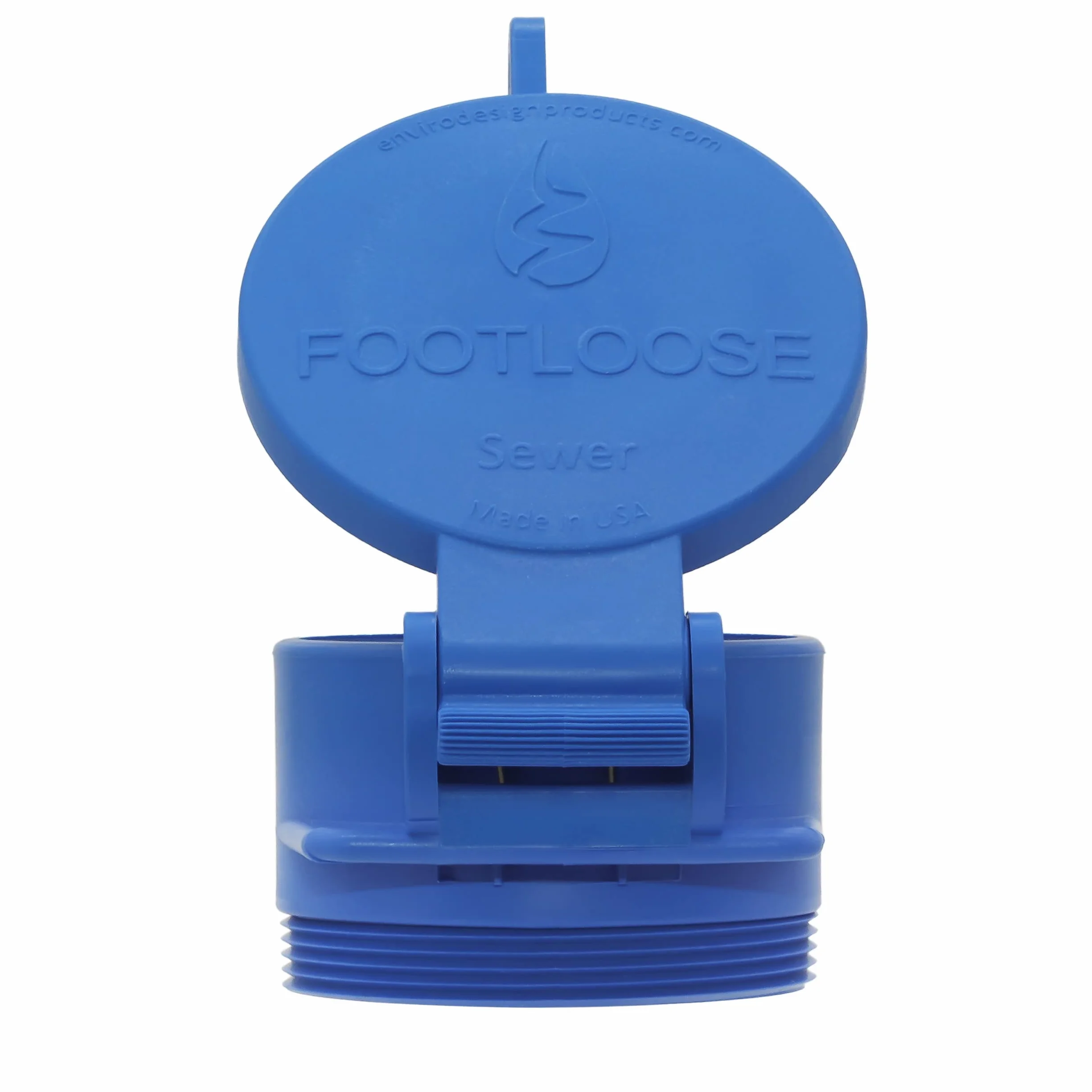 Footloose - Tappo filettato per fognatura camper da 10,2 cm, per collare in PVC filettato da 10,2 cm, per campeggio, camper e stazioni di scarico, funzionamento a piedi, inodore
