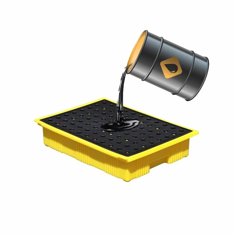Vassoio di contenimento industriale delle fuoriuscite, capacità di carico 50 kg, design modulare per serbatoi dell'olio e fuoriuscite di tamburi in garage, cantine, laboratori e postazioni di lavoro