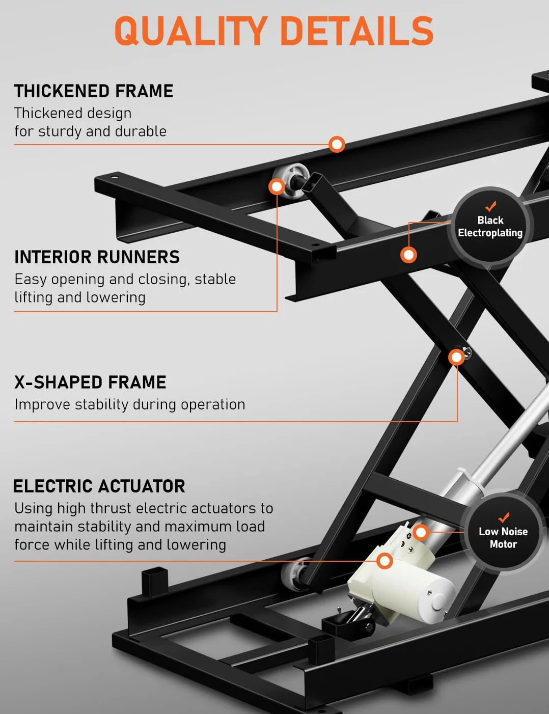 DIHOOL Electric Lifting Tables 150kg Carico, 195-680 mm Altezza Regolabile Forbici Tavolo, Pedal Control