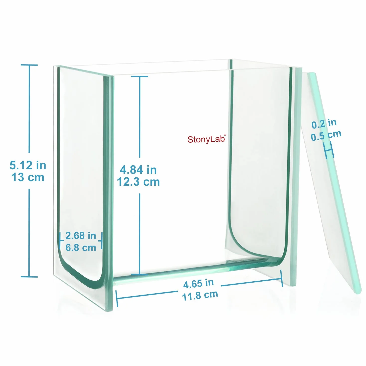 stonylab Serbatoio di Sviluppo TLC, Camera di Sviluppo TLC Cromatografica Quadrata in Vetro Borosilicato Resistente con Coperchio per la Ricerca di Laboratorio, 100 x 100 mm