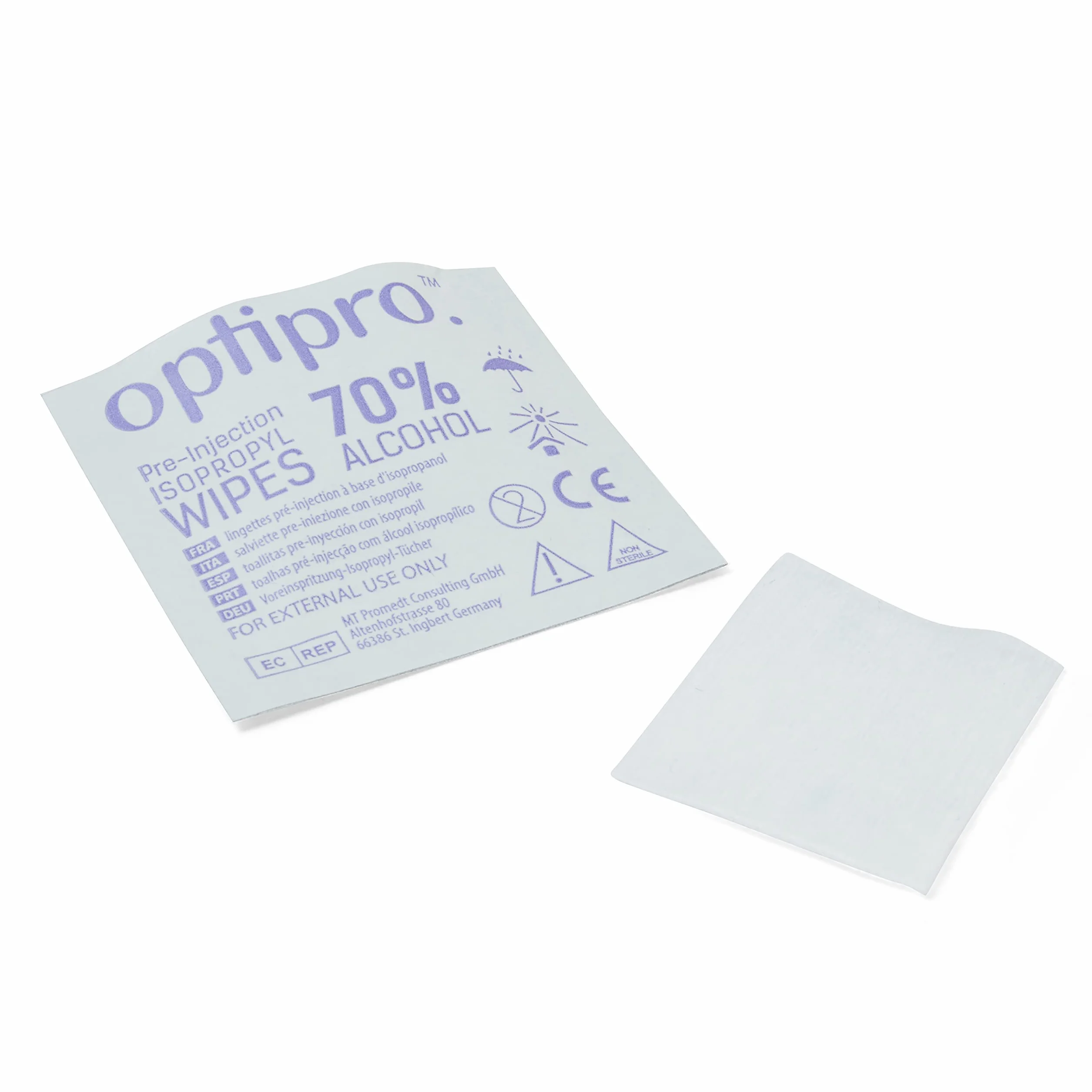OptiPro Salviettine Pre-iniezione Alcol Isopropilico 70% Confezione 100