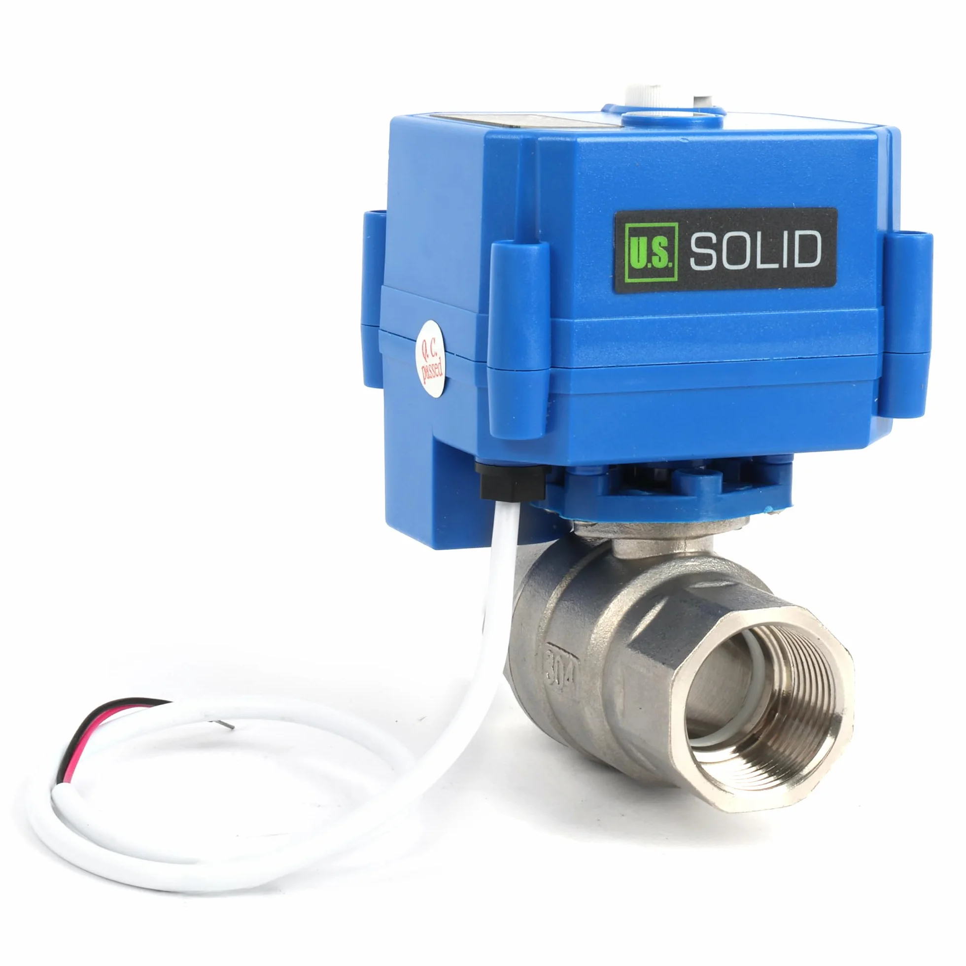 U.S. Solid Valvola a sfera motorizzata in acciaio inossidabile 3/4" - 85-265V AC, ritorno automatico 2 fili, comando manuale, normalmente aperta, porta completa
