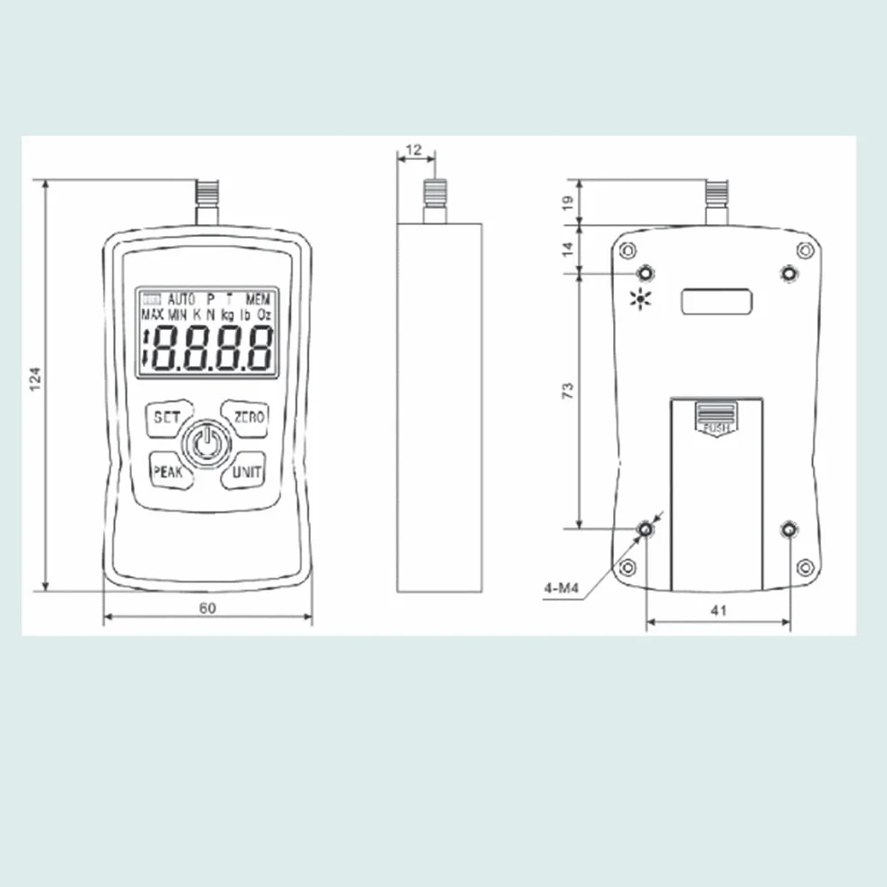 Piccolo Misuratore di Forza Digitale Push-Pull Dinamometro Portatile Misuratore di Trazione ZMF-2-500N Tester di Trazione per Chilogrammi