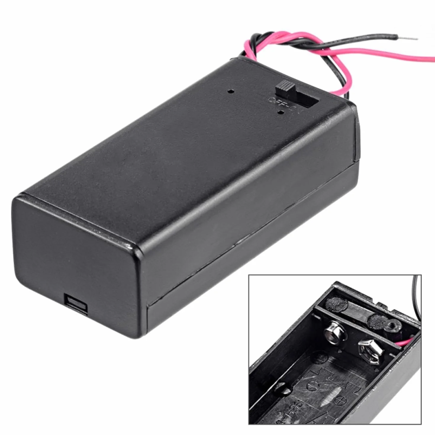 CABLEPELADO Porta batterie 9 V con coperchio | Supporto batteria 6LR61 | Include cavo da 200 mm | Tensione totale: 9 V (9 V per batteria) | Adatto per Arduino | Connettore DC 5,5 x 2,1 mm.