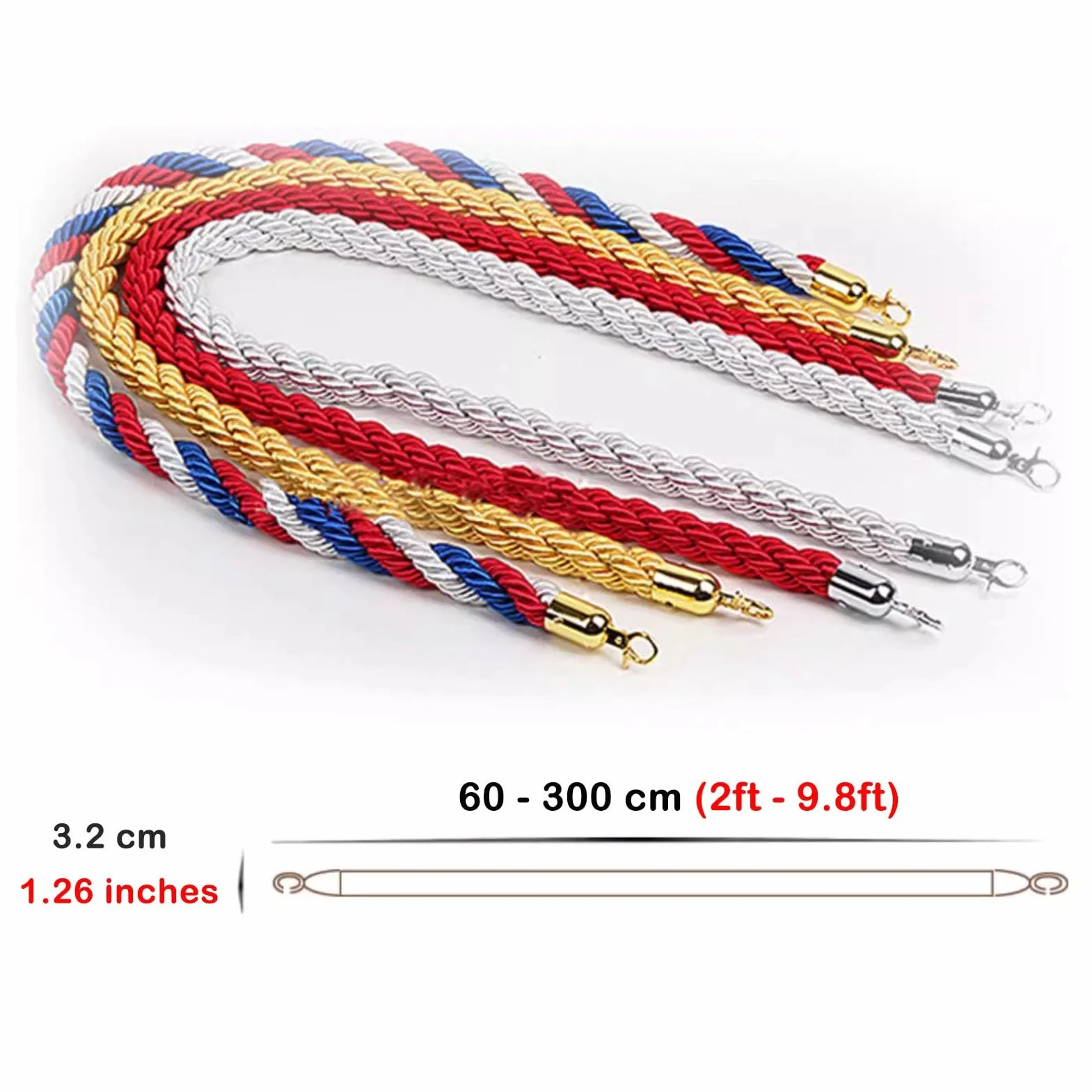 2.5m Giallo Twisted Hemp Ro 2Piece Set di Coda ment Stanch Ros per Eventi Hotel & Film Set VIP Cords