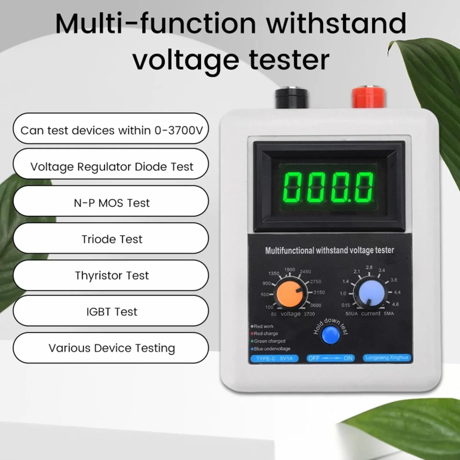 Transistor Tester, IGBT Transistor tester di tensione 0-3500 V, tester di diodi MOS Transistor MOV (rosso)