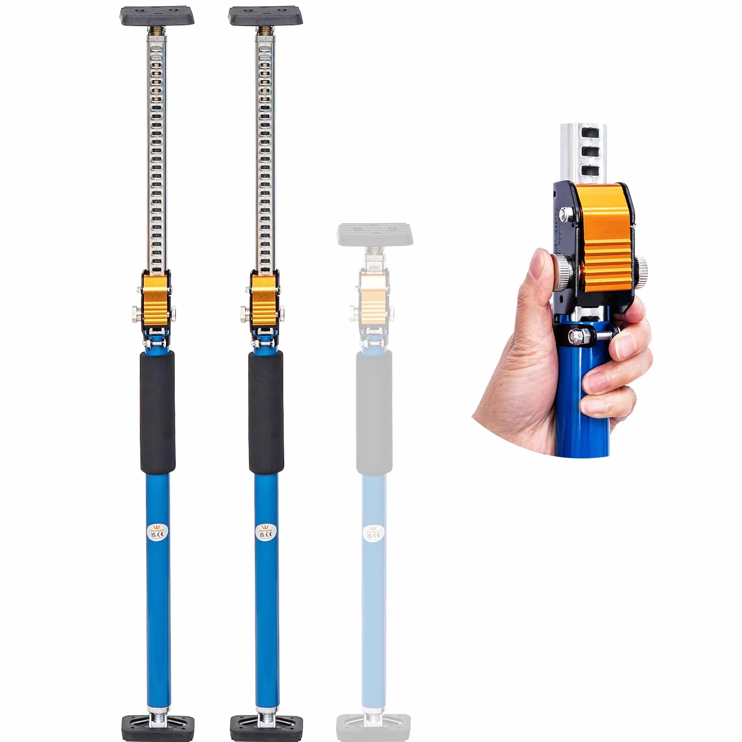 TOPWAY 2 pezzi puntello telescopico cartongesso 600‑1000 mm – asta supporto regolabile in acciaio per soffitti, telai porte – fino a 60 kg