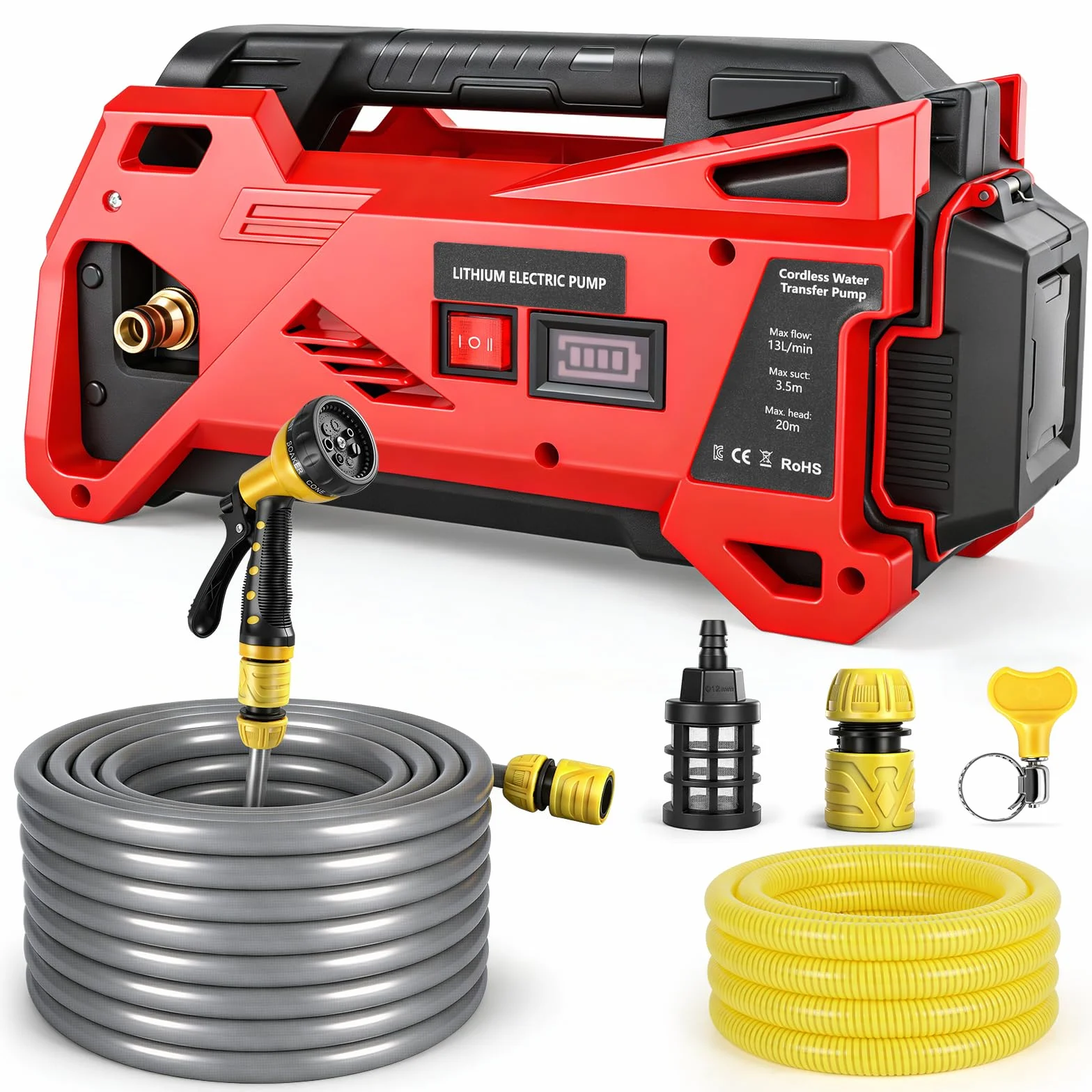 Pompa per acqua compatibile con batteria Milwaukee 18V, Elettropompa autoaspirante portatile senza fili per casa, piscina, camper, giardino, vasca idromassaggio, laghetto, acquario (senza batteria)