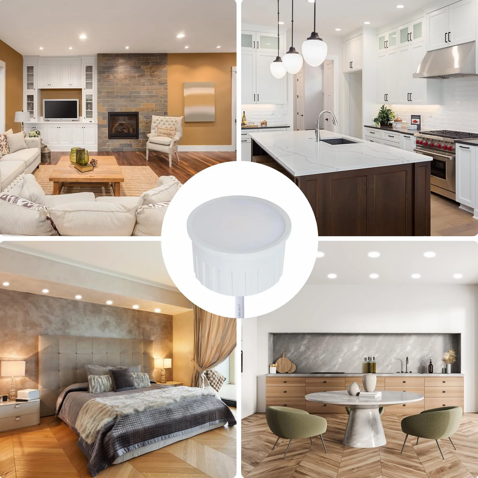 HCFEI Modulo LED ultra piatto, diametro 50 x 24 mm, per faretto da incasso, 5 W, 450 lm, 110° 230 V, bianco caldo, bianco naturale, bianco freddo, sostituisce lampadine GU10 MR16, impermeabile IP44