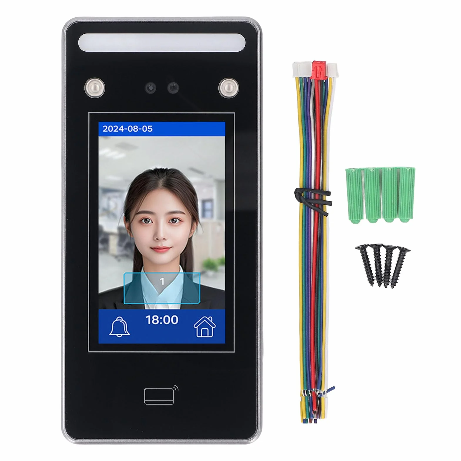 AI Macchina di Frequenza del Riconoscimento Facciale | 0,2S Verifica Rapida e a Doppia Fotocamera | 500 Capacità della Carta Facciale/500 | 4.3 touchscreen | per il Controllo