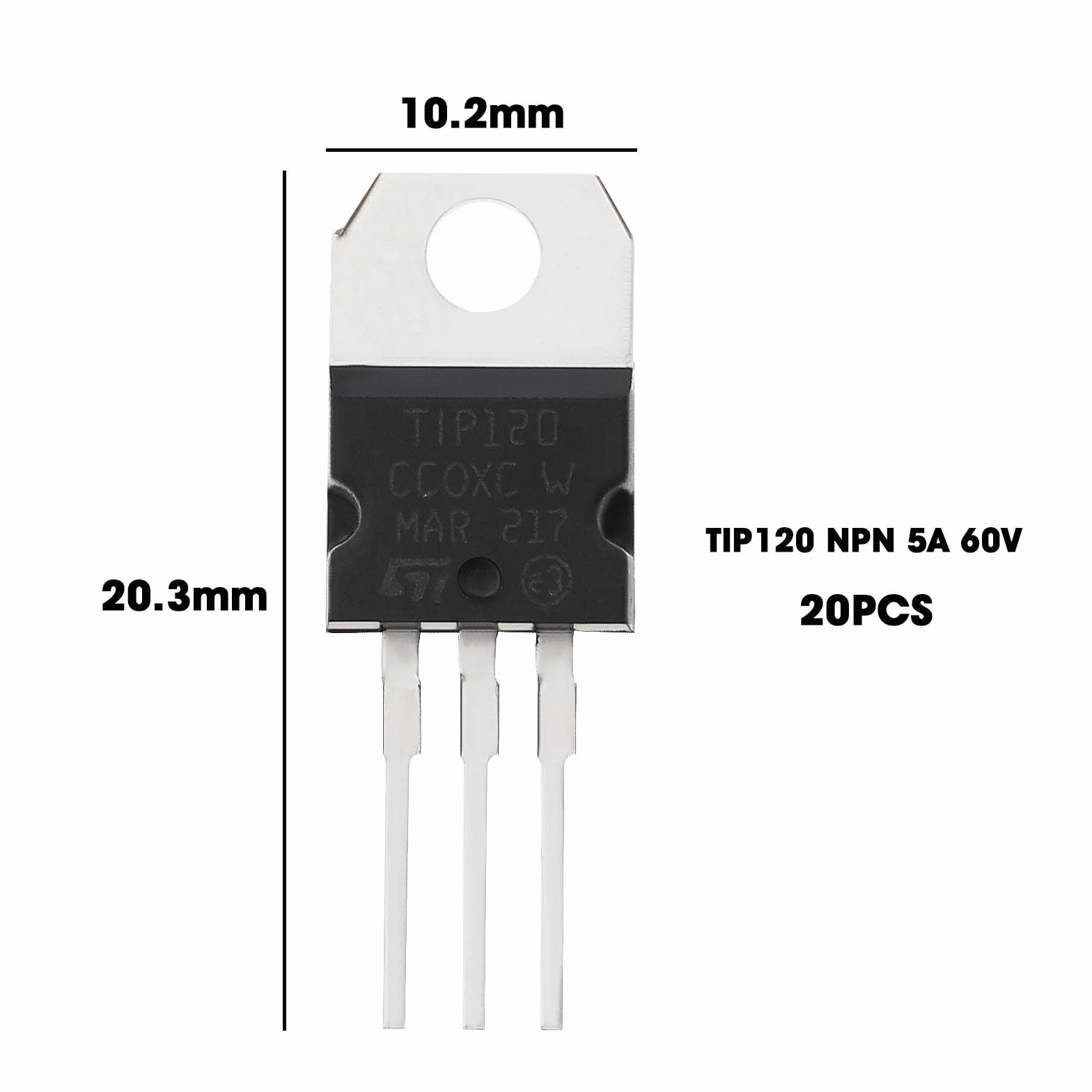 The Lord of the Tools 20 Pz TIP120 NPN Transistor Di Potenza Transistor Di Potenza Epitassiale Al Silicio 5 Amp 60 Volt Transistor Darlington TO-220 Per Motori Solenoidi