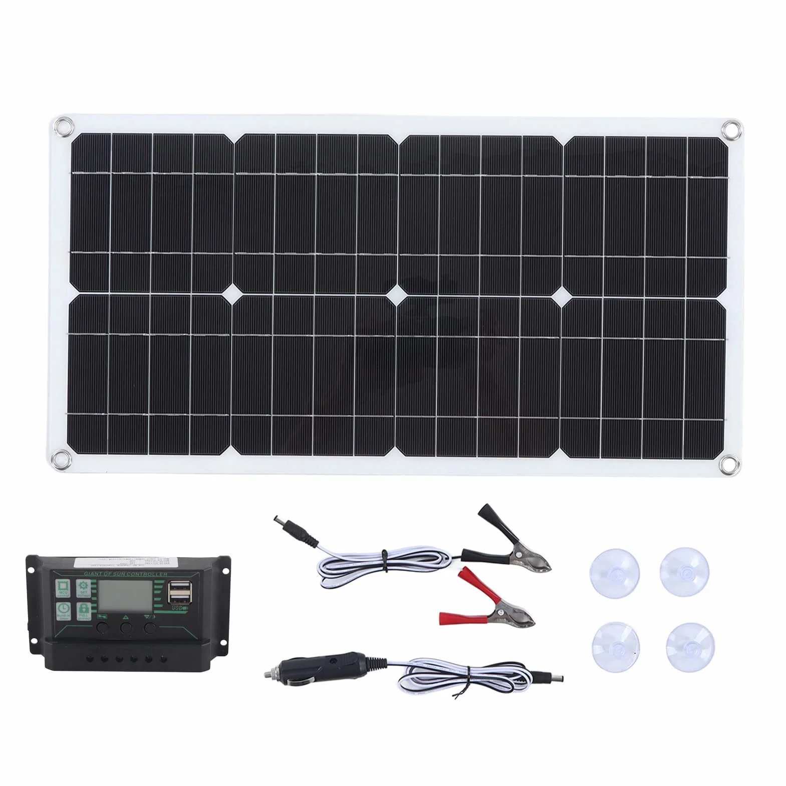 for SICURA0 Kit Pannello Solare, 250W 12V/24V Kit di Avvio per Pannello Solare Portatile Impermeabile con Pannello Solare monocristallino + regolatore di Carica 10A per Auto, Barca, casa e