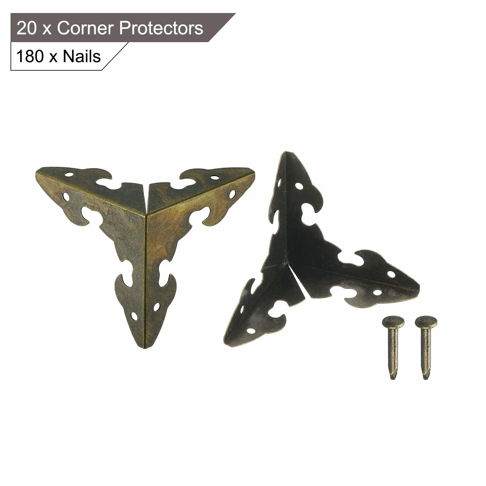 QUARKZMAN 20 Pz Copertura Angolare Decorativa per Scatole, 30mm Protezione Angolare in Metallo, Proteggi Angoli Mobili con Viti, Bronzo
