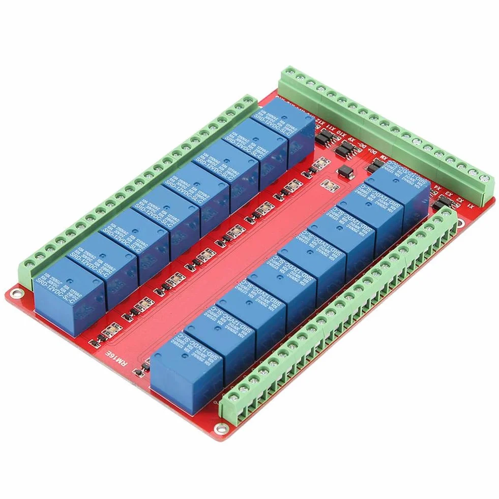 Estink Modulo Relè 16 Canali con Fotoaccoppiatore Isolato, Trigger Alto e Basso per Controllo Relay DC 24V