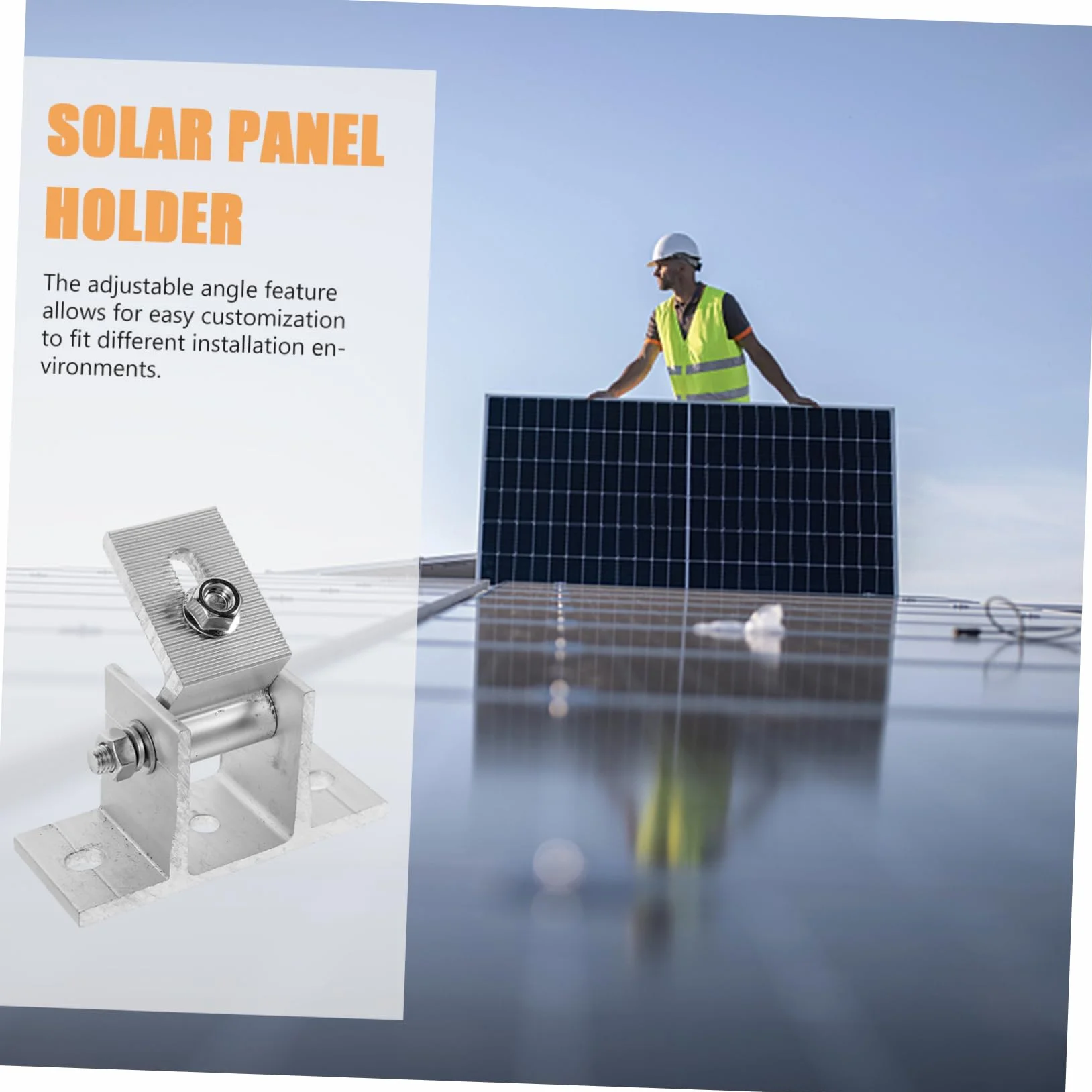 Supporto di Montaggio per Pannello Solare Struttura Stabile e Resistente alla Ruggine e Viti per Legno in Lega di Alluminio Inclinazione Regolabile 4 Pezzi Pad in Gomma