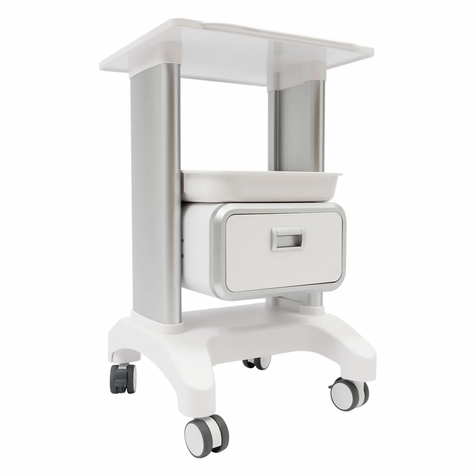 Carrello da laboratorio, carrello medico, carrello cosmetico con 1 cassetto e ripiano superiore, carrello da laboratorio arrotolabile, materiale ABS, multifunzione, per laboratorio, clinica, ospedale