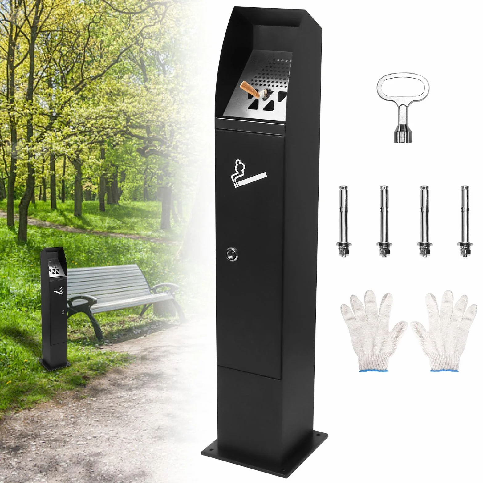 Posacenere da Pavimento per Esterni, Posacenere da Terra in Acciaio Inox per Patio Hotel Caffè Uffici Ristoranti Bar da Poweka