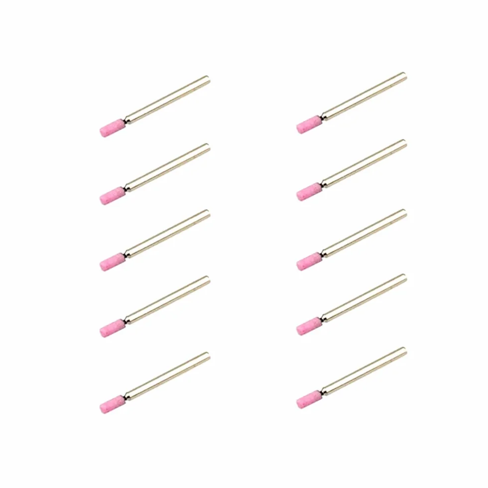 10PCS multifunzione mandrino montato Polish Grind pietra abrasiva testa per utensile rotante (cono/cilindro, 3/4/5/6/8/10/12 mm), cylinder 3mm, pink +silver, 10