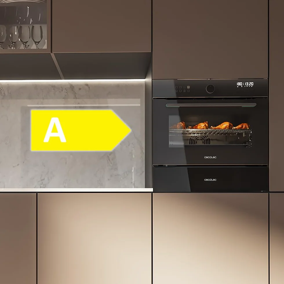 Cecotec Forno da ncasso Multifunzione 53L - Friggitrice ad Aria - Bolero Hexa AF314500 Glass Black A. 2900W, 11 Funzioni, Airfryer Master, Pizza Master, Basso Consumo, Facile Pulizia