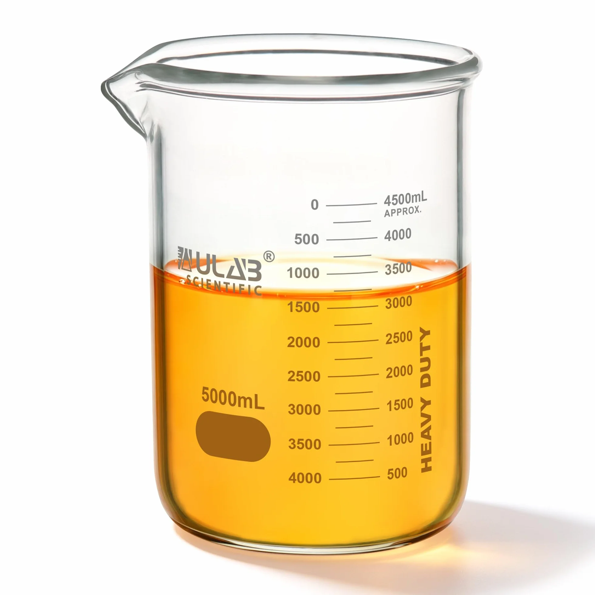 ULAB Bicchiere in vetro a bassa forma, Vol.5000ml, Vetro borosilicato 3.3, graduazione stampata, UBG1024