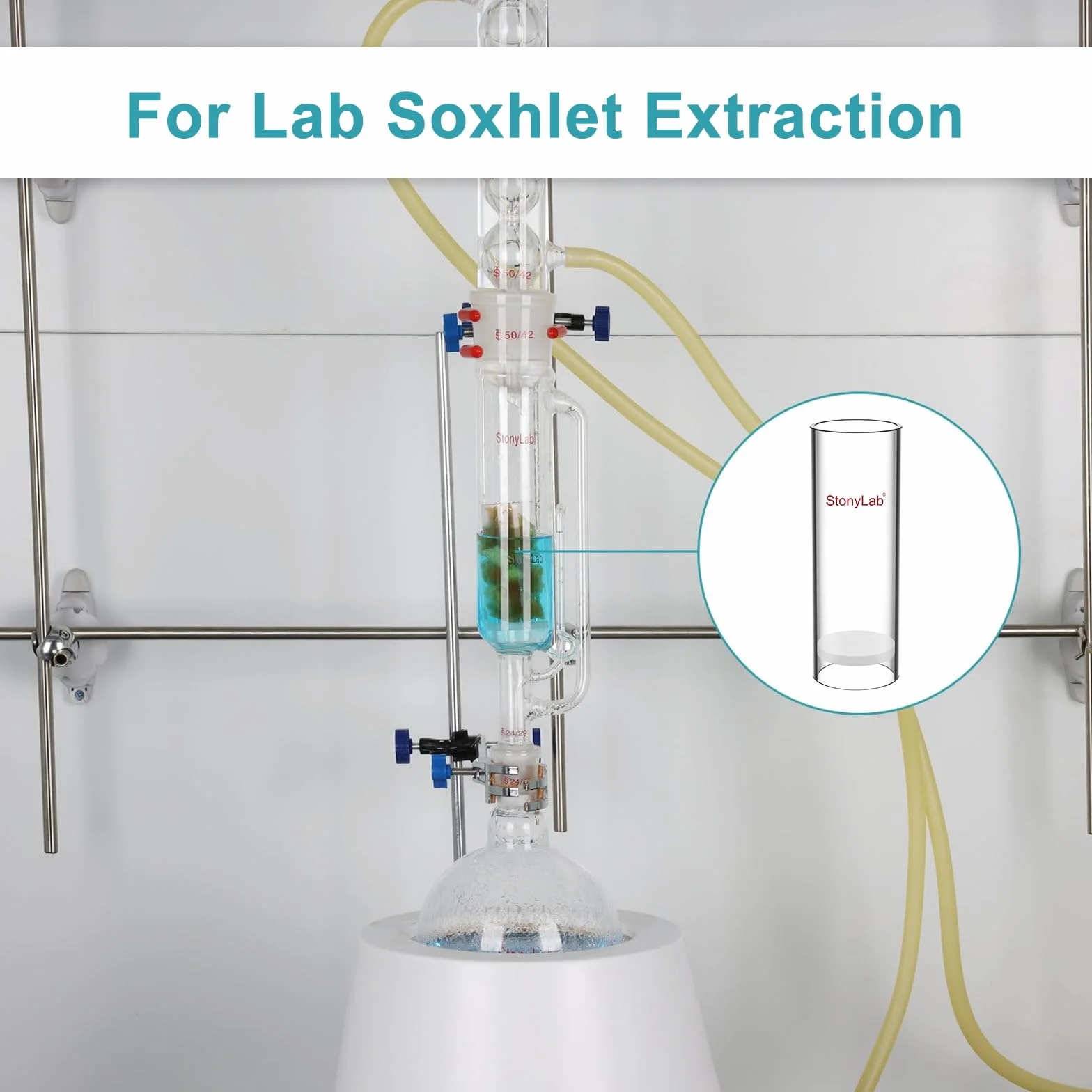 stonylab Ditale per Estrazione in Vetro, Media Porosità Ditale per Estrazione in Vetro Borosilicato con 30 mm DI 35 mm OD e 100 mm di Altezza per Apparato di Estrazione Soxhlet
