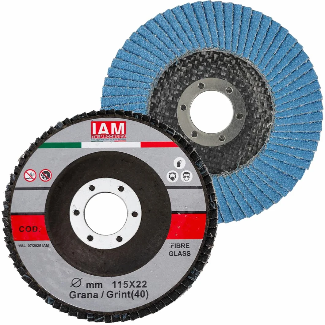 IAM Disco Lamellare Zirconio per Smerigliatrice 115 x 22 mm | Flap Disc Professionale Lamella Singola con Supporto in Fibra di Vetro | Disco Abrasivo per Acciaio Inox e Metallo | Grana 40 | 100 Pezzi