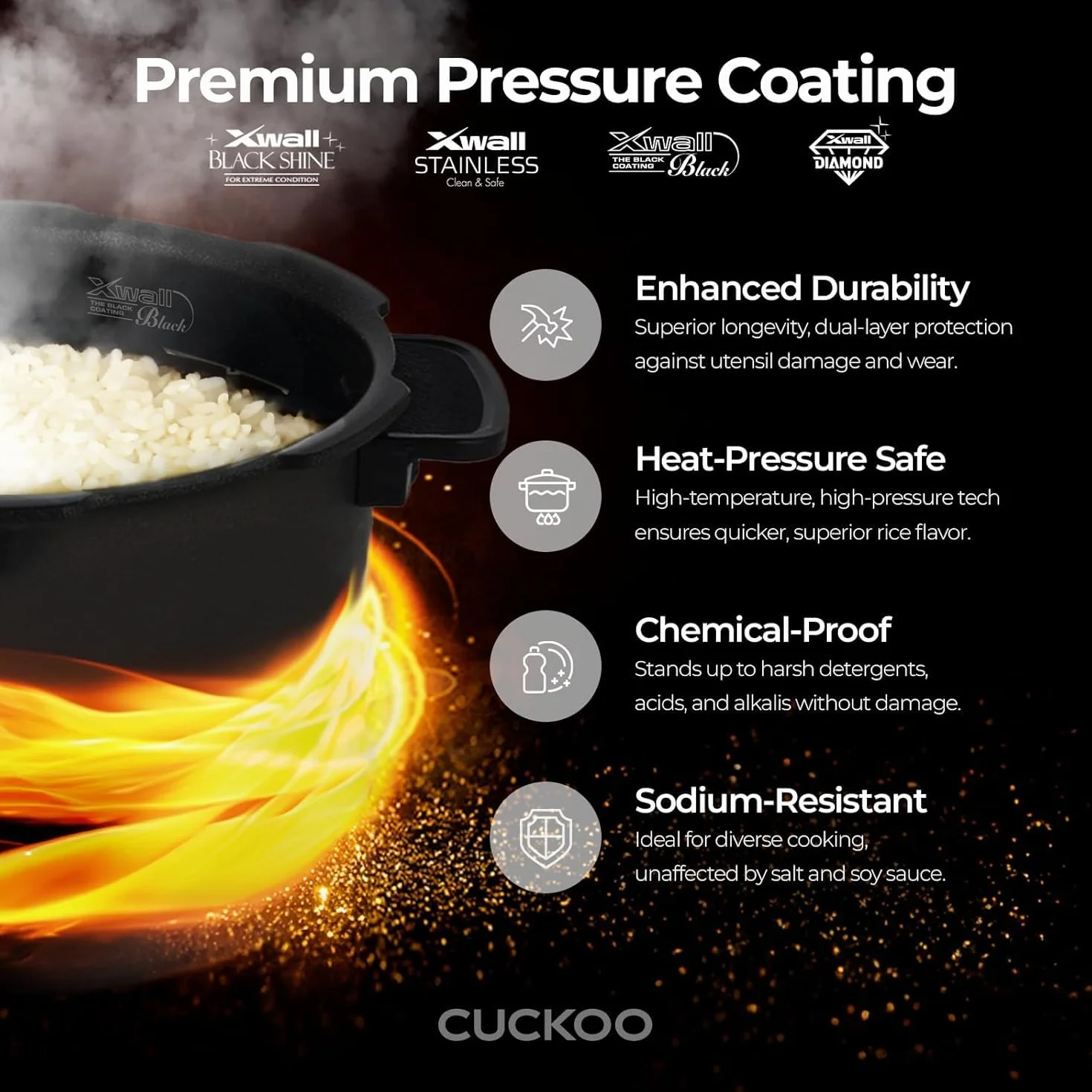 CUCKOO CRP-ST0609FW Cuociriso e scaldabagno per 6 tazze (non bollite)/12 tazze (cotte), doppia pressione cuoci riso e scalda con rivestimento antiaderente, 16 opzioni di menu, 3 guide vocali,