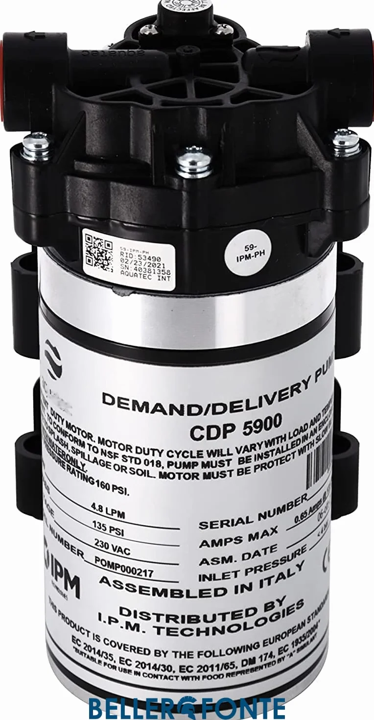 Pompa a Membrana Aquatec 24 Volt DDP 5900 con Innesti Tubo da 8 Millimetri Ideale per Campeggio, Osmosi Inversa ed Erogatori Acqua (Pompa a Membrana)