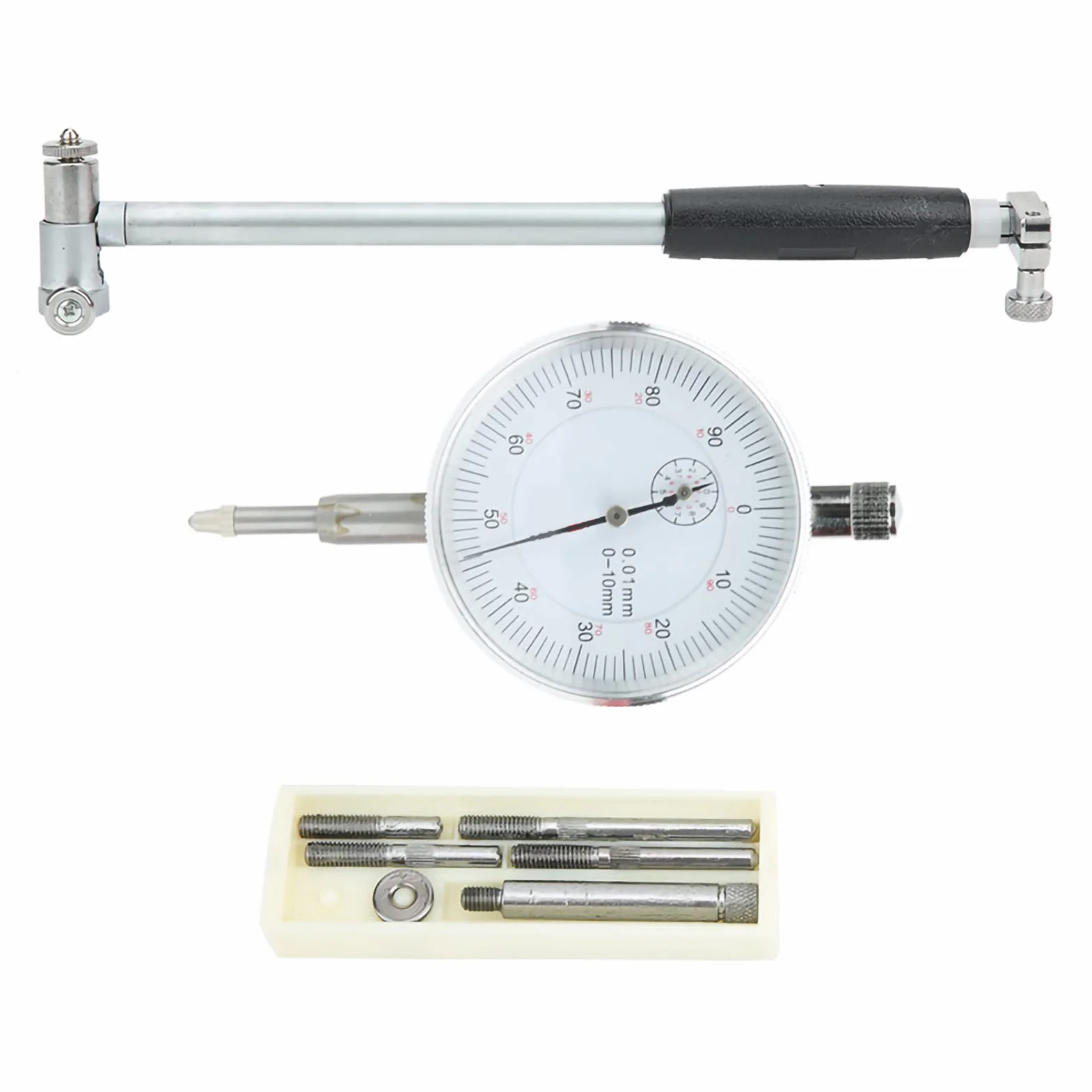 Calibro alesaggio del quadrante, indicatore del quadrante Alesaggio Gage 50-160MM Indicatore del diametro Kit del cilindro del cilindro di misurazione, asta di prolunga