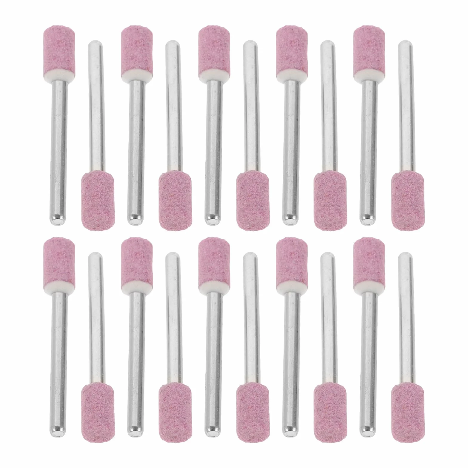 Healeved 50 Punte Mola Abrasiva Montata in Pietra 3x6 Mm Rosa per Trapano, Punte per Rettifica Professionale Utensili Rotanti, Set da 10 Pezzi per Molatura e Lucidatura Industriale