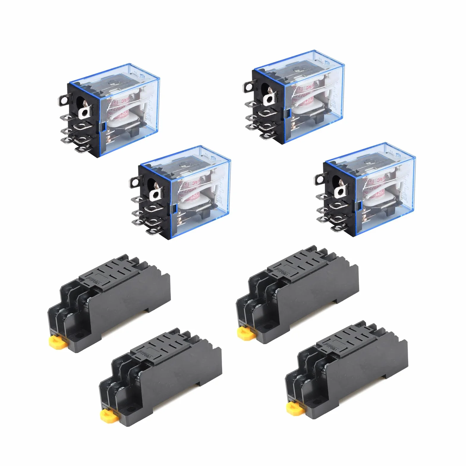 Aideepen 4 pezzi LY2NJ Relè+Basi, AC 220 V Bobina 8 pin 10A 240 V Relè di potenza DPDT Lampada LED