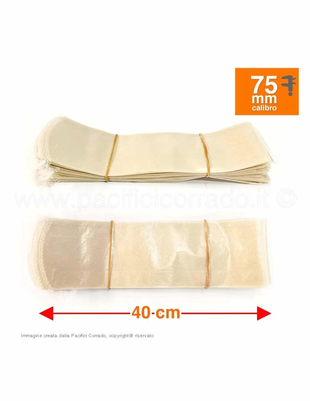 10 pz di involucro Fibrous Cucito per Cotechino Insaccare Salumi, Salsicce Non Edibile (75/400)