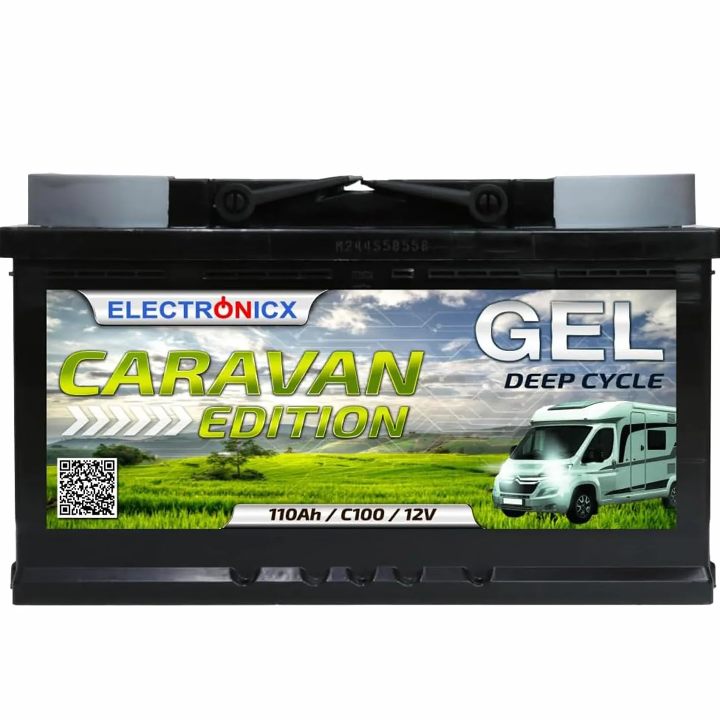 Electronicx Batteria di alimentazione GEL 110Ah 12V Caravan Edition – 110 Ah C100 – Batteria GEL per camper, barca, van, impianto solare a isola – 315×175×190 mm – senza manutenzione, a tenuta stagna