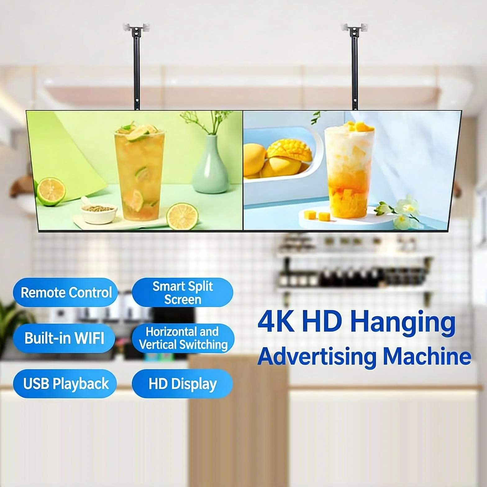 Lettore multimediale di pubblicità del chiosco di Digital, esposizione commerciale del contrassegno di WiFi, monitor LCD con lo schermo diviso astuto per i ristoranti, le barre, i negozi, la funzione