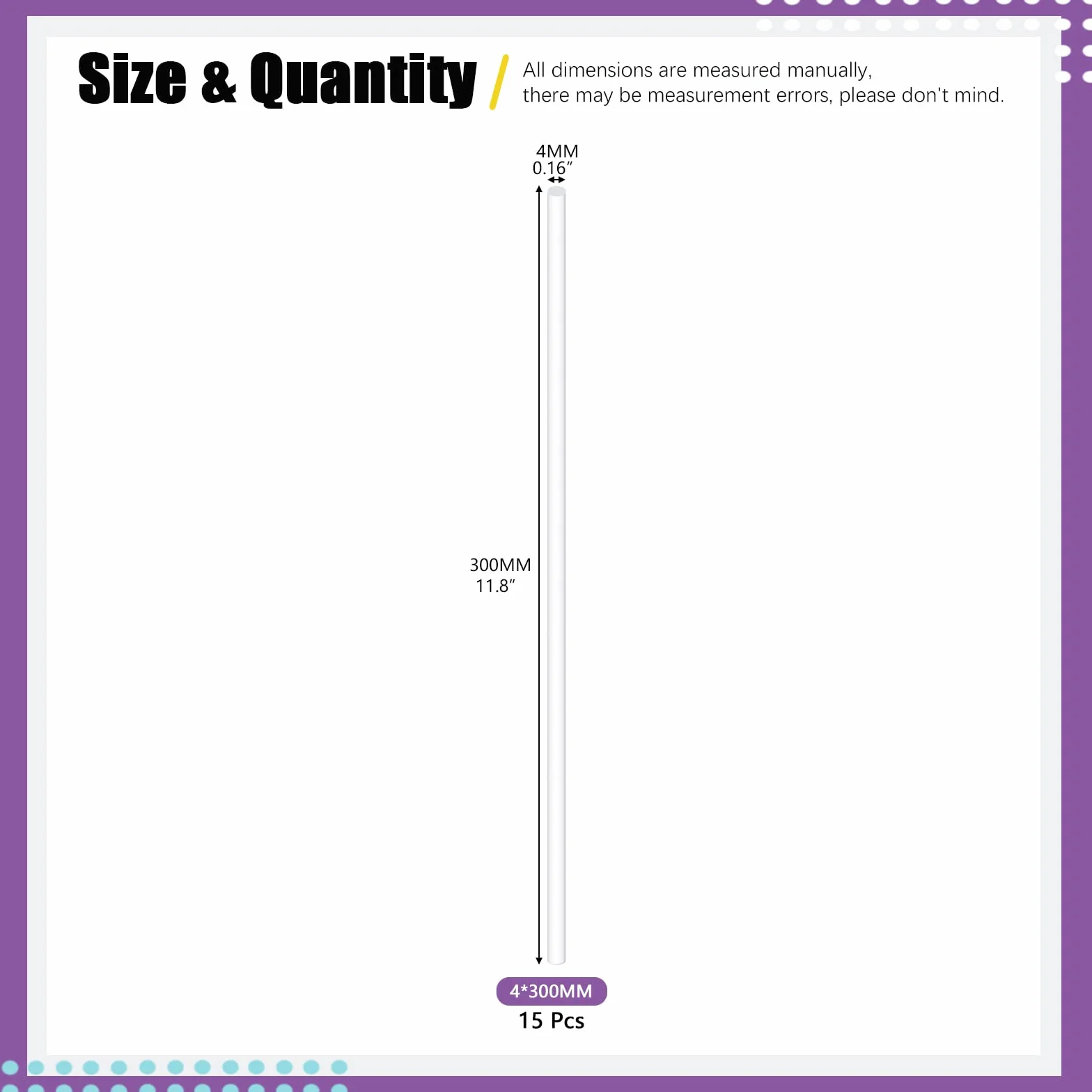 Sweet Bianco Acrilico Canne Assortimento Kit 4mm x 300mm Trasparente Modellismo Bastone