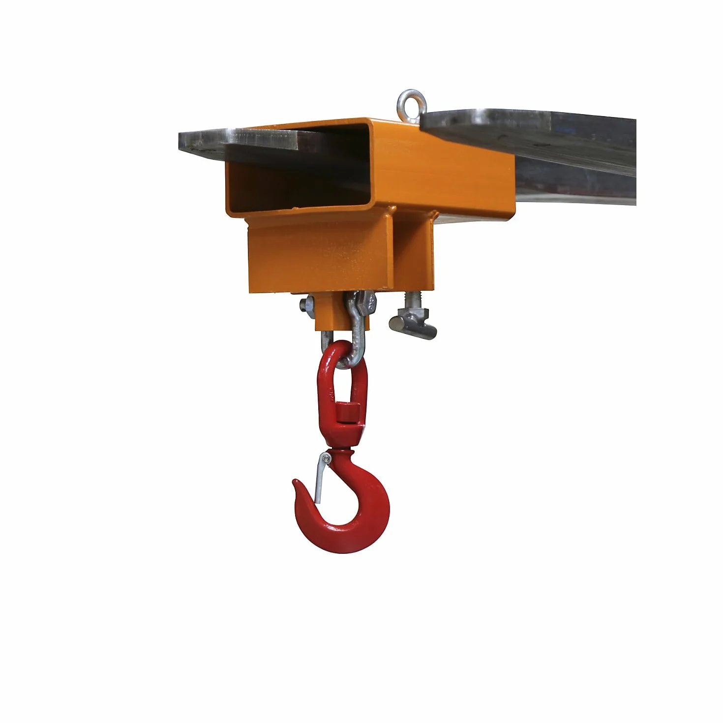 kaiserkraft | Gancio di carico per 1 rebbio | portata 2,5 t | verniciato | arancione RAL 2000