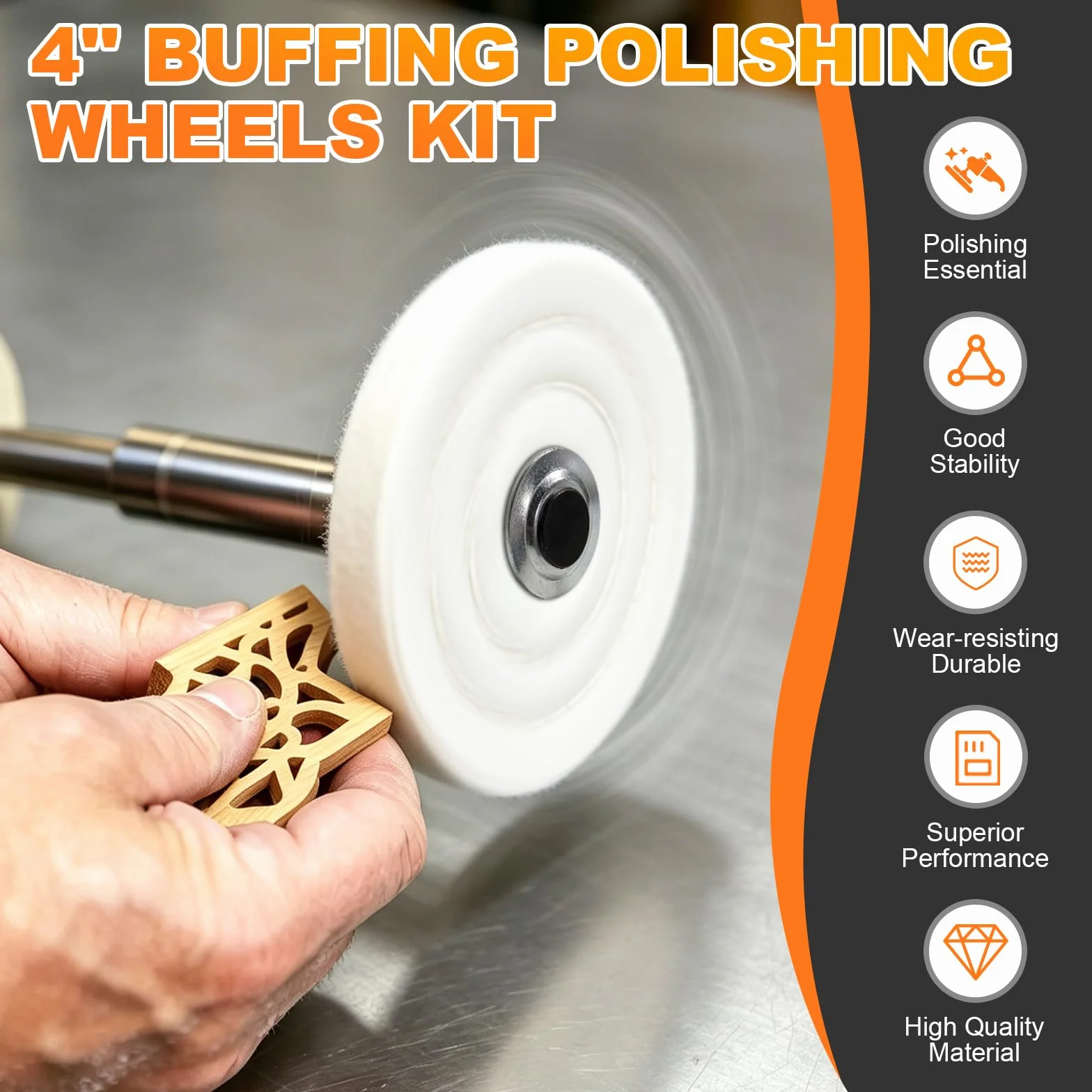 Kit da 8 Pezzi di Ruote Lucidanti da 100 mm – 4 Dischi Abrasivi con 3 Paste Lucidanti e Adattatore, Foro da 1/2" (12,7 mm), per Levigatrice a Banco, Trapano e Avvitatore (12)