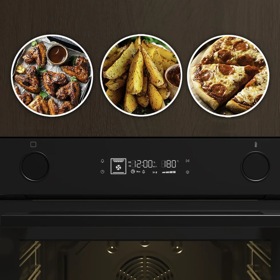 Cecotec Forno Multifunzione da Incasso - Air Fryer Bolero Hexa Af326000 Glass Black A. 2800W, 73L, 12 Funzioni, Basso Consumo, Steam Base XXL, Steam Assist, Steam Easyclean, Pizza Master, Modalità Eco