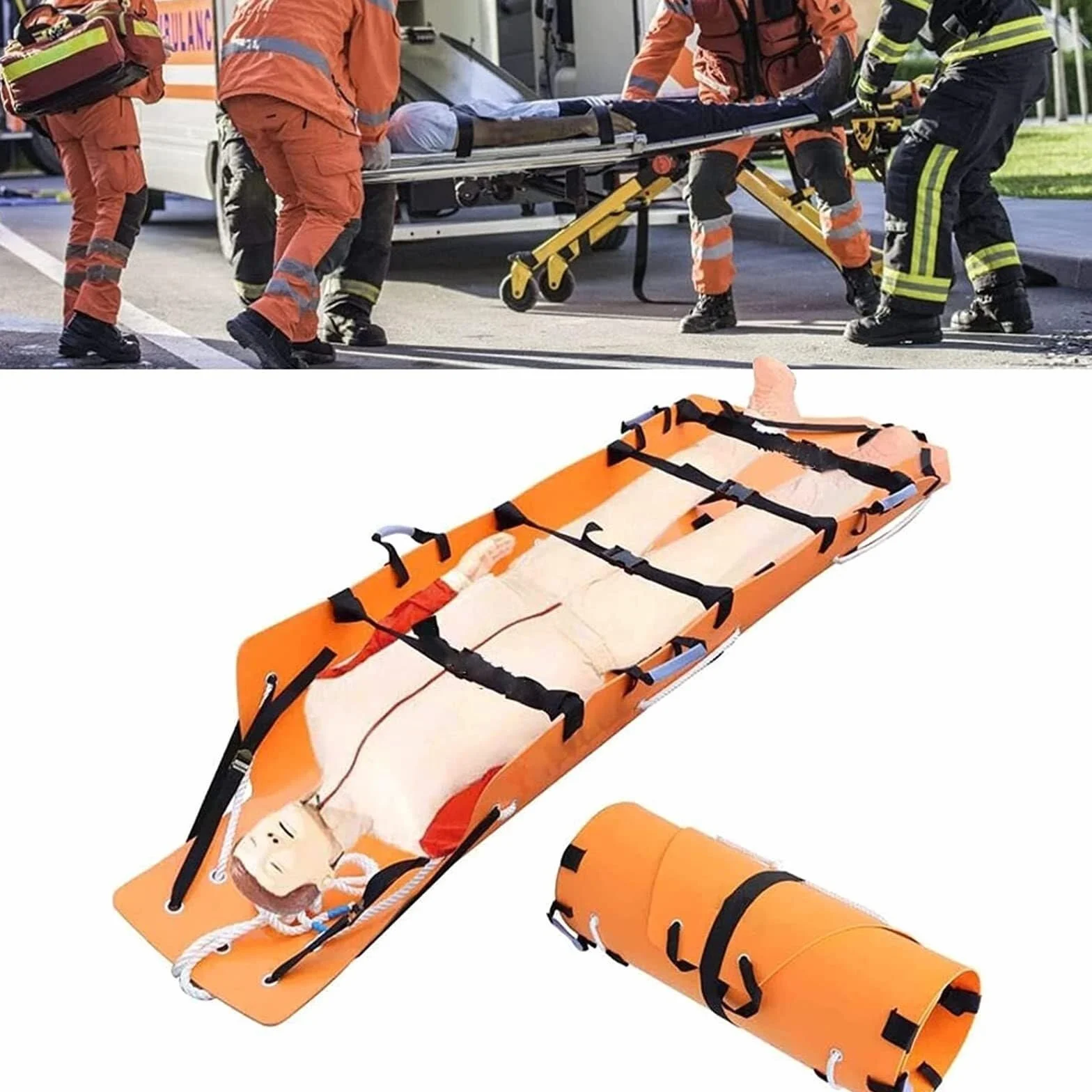 Barella di Salvataggio Multifunzionale - Barella Pieghevole Portatile e Leggera in Eva for Salvataggio all'aperto, Lotta antincendio, Emergenza e Salvataggio in spazi confinati
