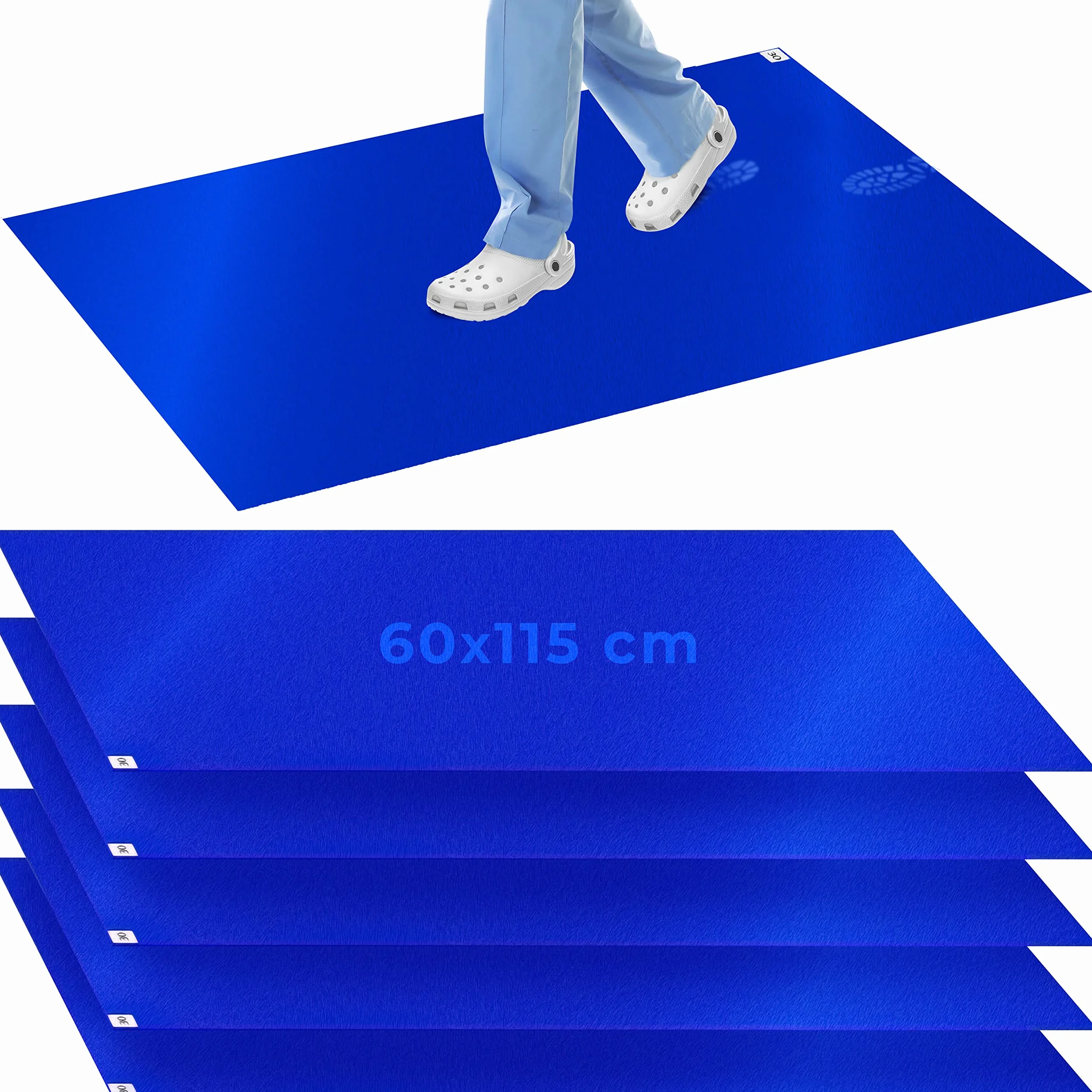 AIESI® Tappeto Decontaminante adesivo 60x115 cm (5 tappeti da 30 strati) a strappo con battericida HOSPIMAT