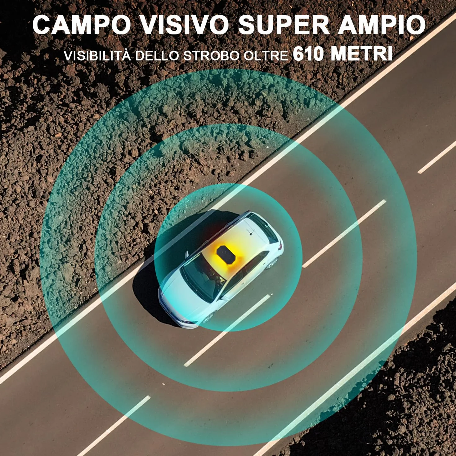 Lampeggiante Arancione a 42 LED con Magnete - Luce di Avvertimento 12V 24V, Cavo da 3,8 m, Impermeabile IP68, 38 Modalità per Camion, Attrezzature Edili, Agricoltura