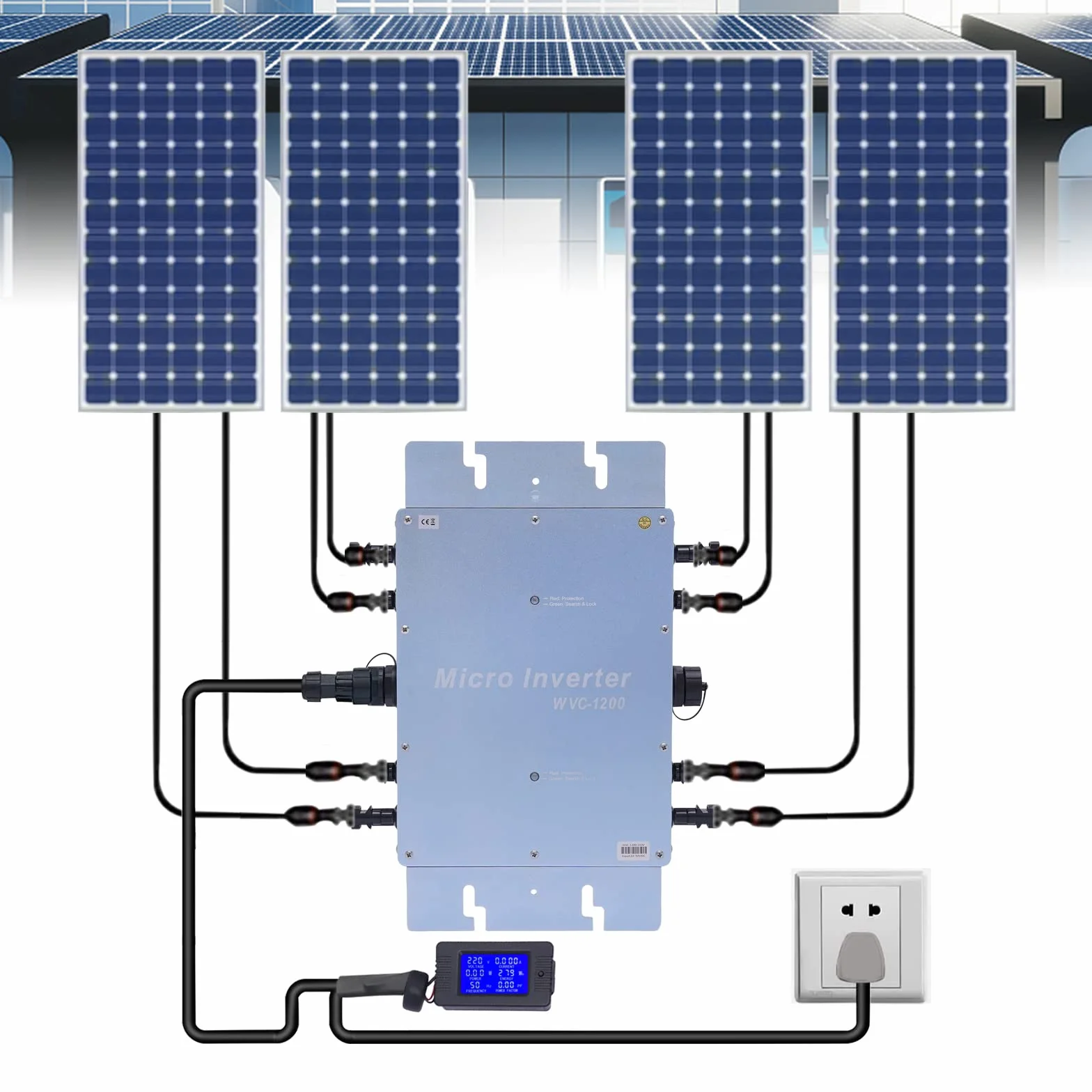 Micro inverter solare 1200W IP65 36V display LCD