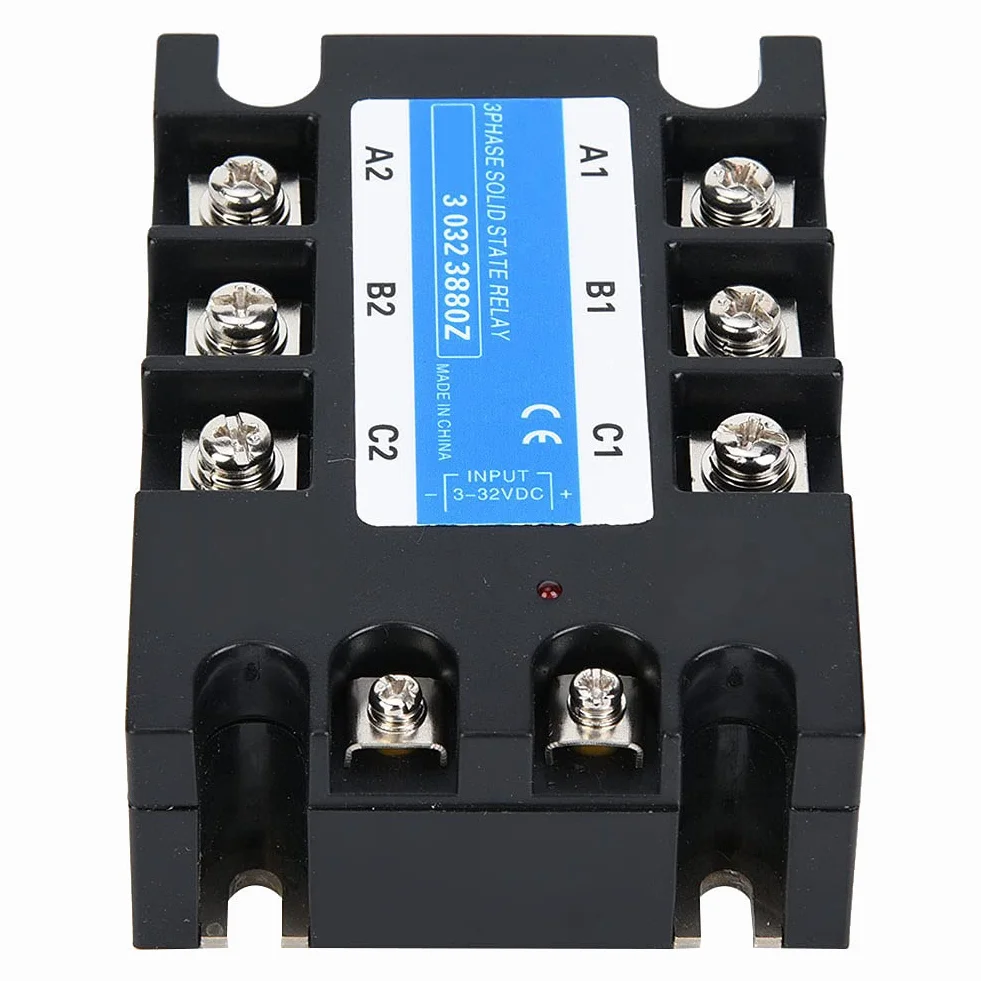 Relè a stato solido trifase SSR con indicazione dello stato del dissipatore di calore Ingresso da 3‑32 V CC a uscita 24‑480 V CA Relè a semiconduttore(80A)