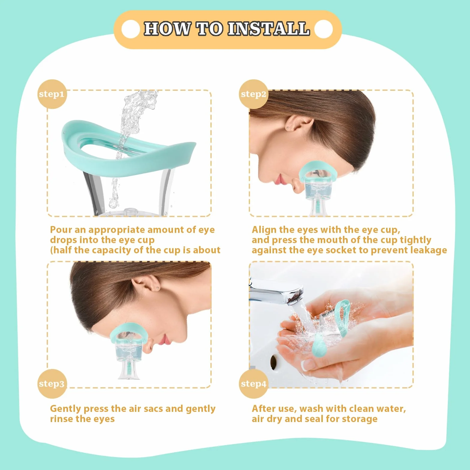 Bicchiere in silicone per gli occhi, tazza da bagno per gli occhi, pressione manuale dell'aria, pulitore per gli occhi portatile, strumento per la pulizia degli occhi, lenitivo per la rimozione degli