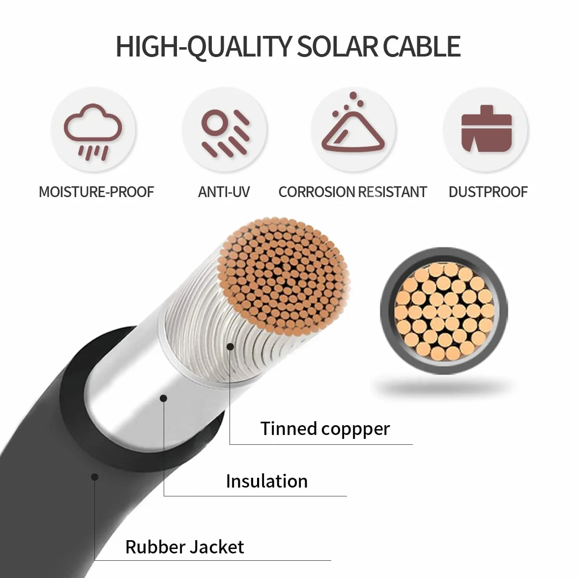 Cavo di prolunga per pannello solare 12 AWG 3m nero rosso maschio/femmina
