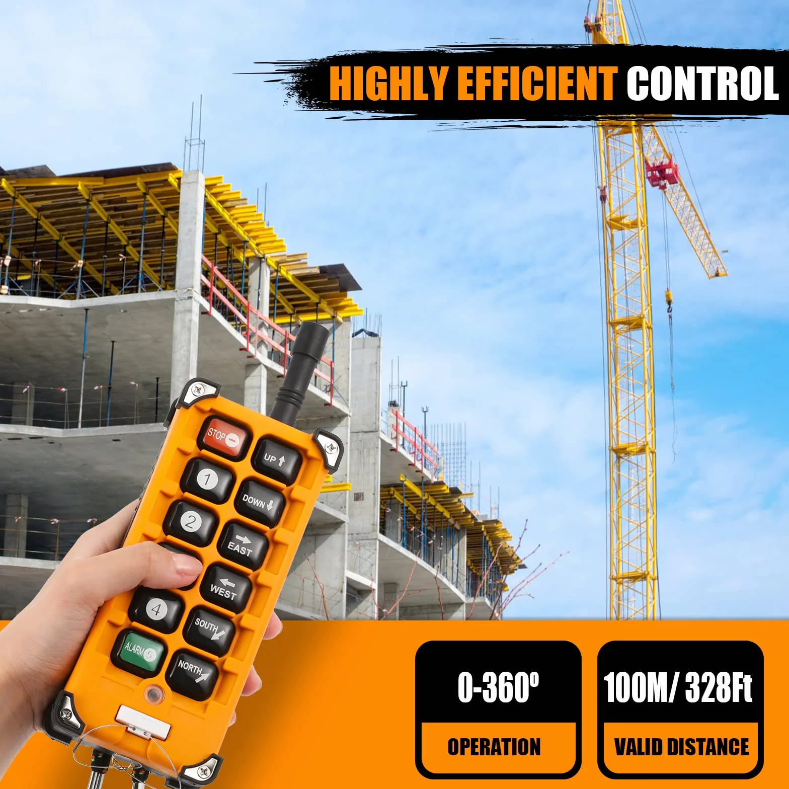 NEWTRY Controllo telecomando alla gru wireless, 12 pulsanti trasmettitori e ricevitore 24V per paranco industriale, gru a ponte (ricevitore DC&AC 24V)
